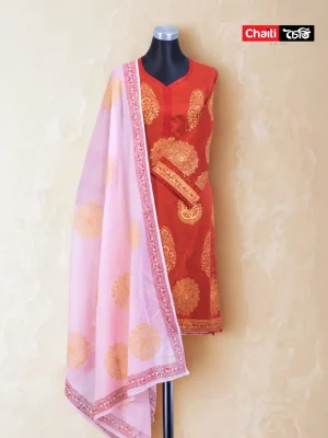 Chaiti Premium Pure Cotton Ready Three Piece