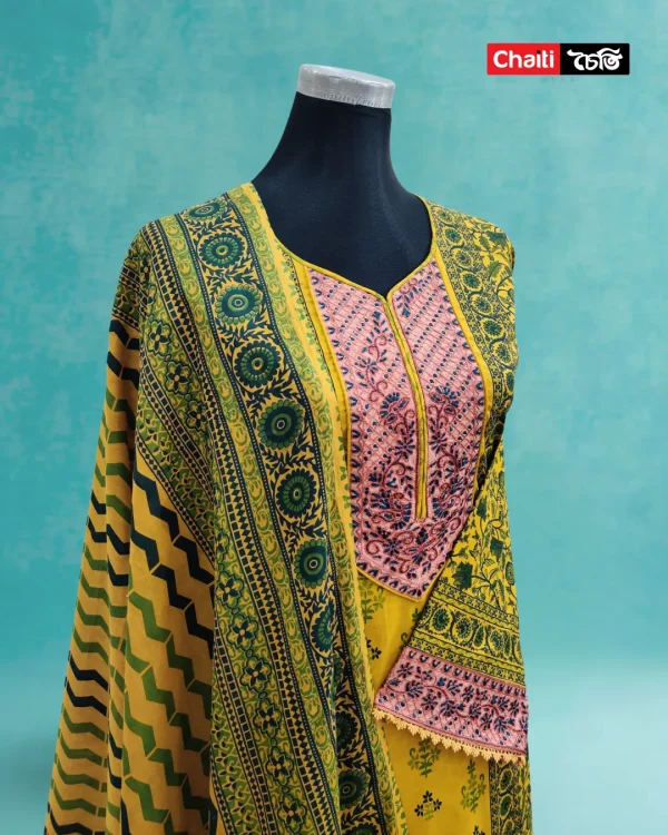 Chaiti Premium Cotton Three Piece