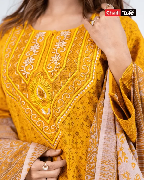 393 Chaiti Pure Cotton Three Piece
