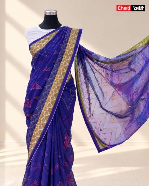 Block Print Muslin Saree