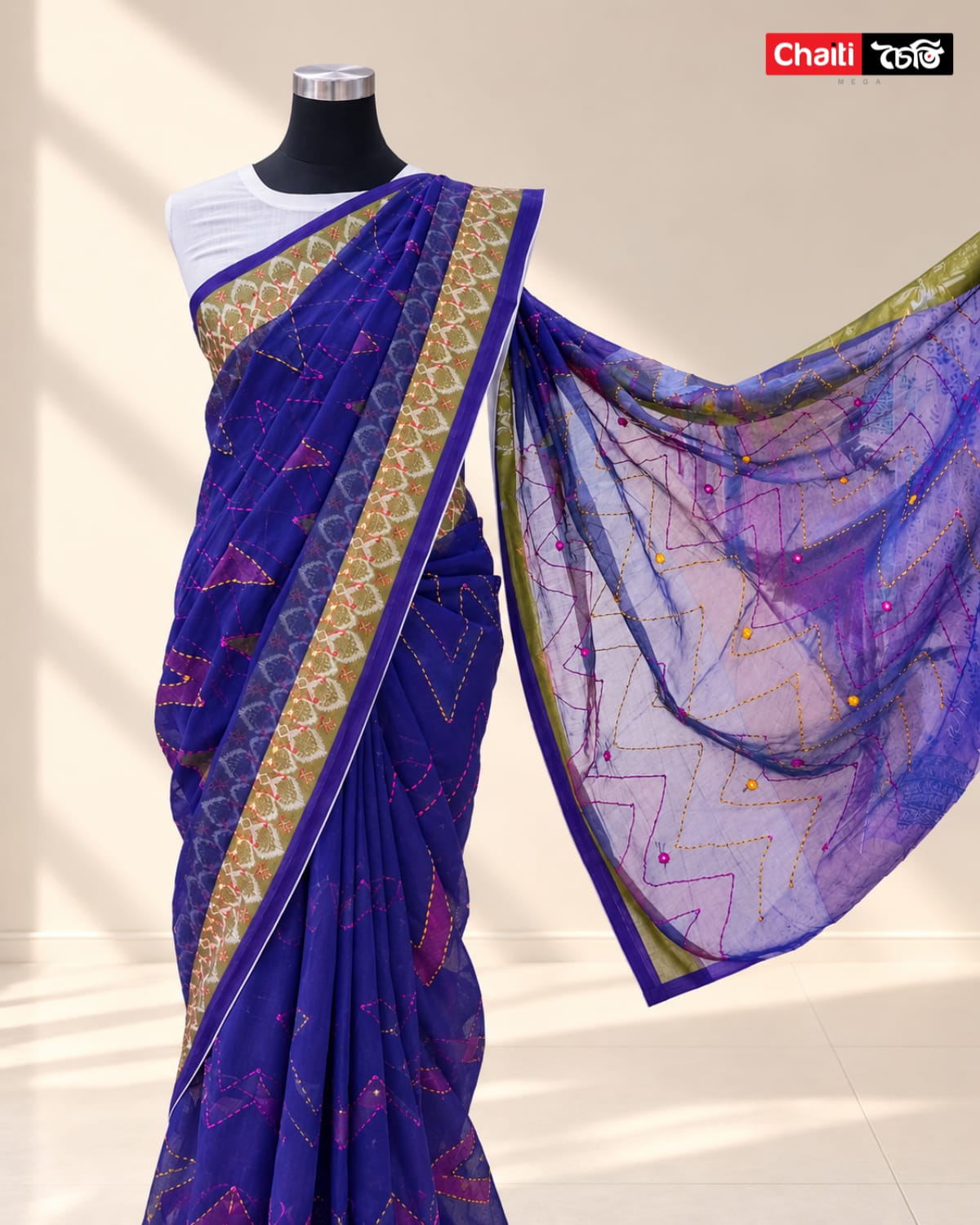 Block Print Muslin Saree