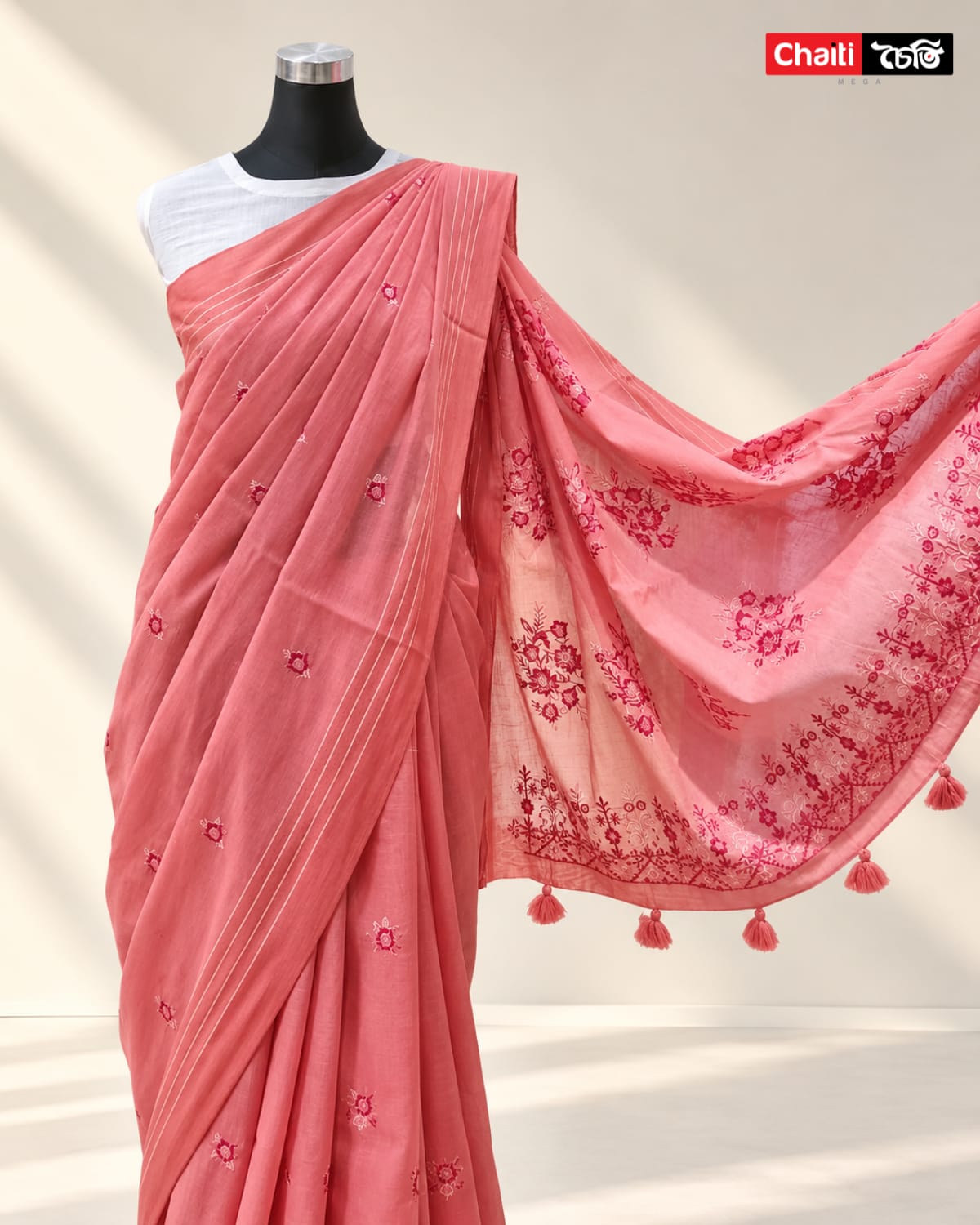 Embroidery Cotton Saree
